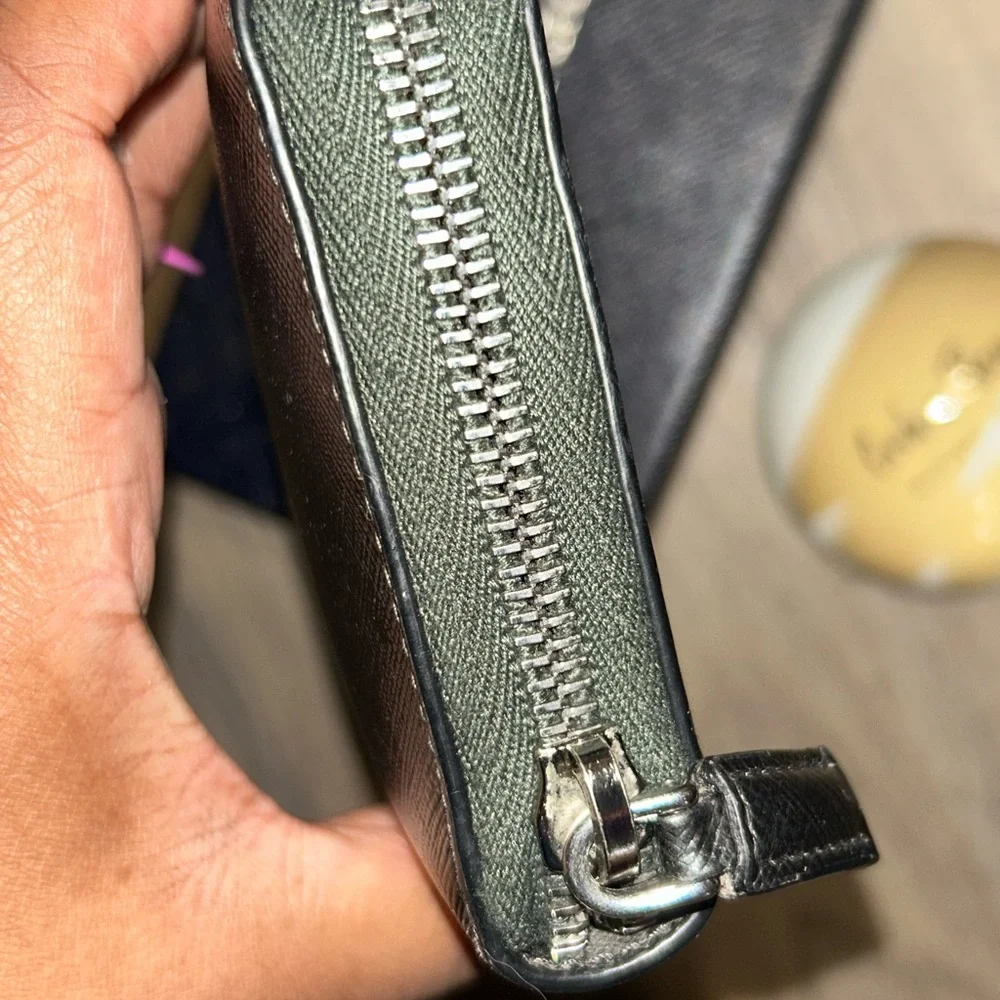 Prada Saffiano Black Leather‎ Large Zip-Around Wallet
